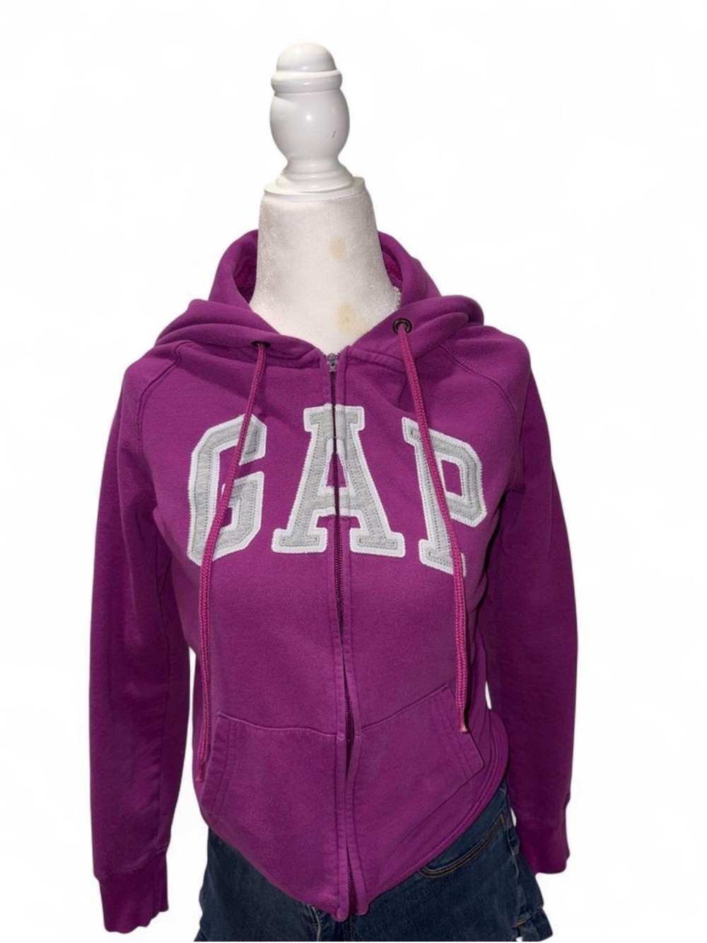 GAP Women's Purple Zip-Up Hoodie with White Logo